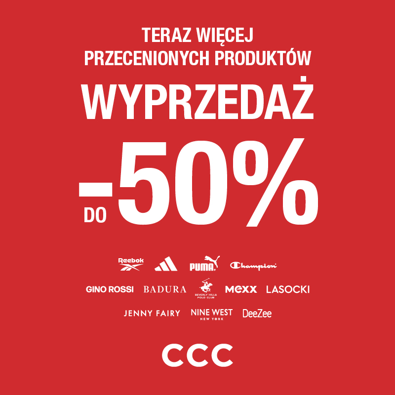 Wyprzedaż w CCC! Teraz więcej przecenionych produktów.