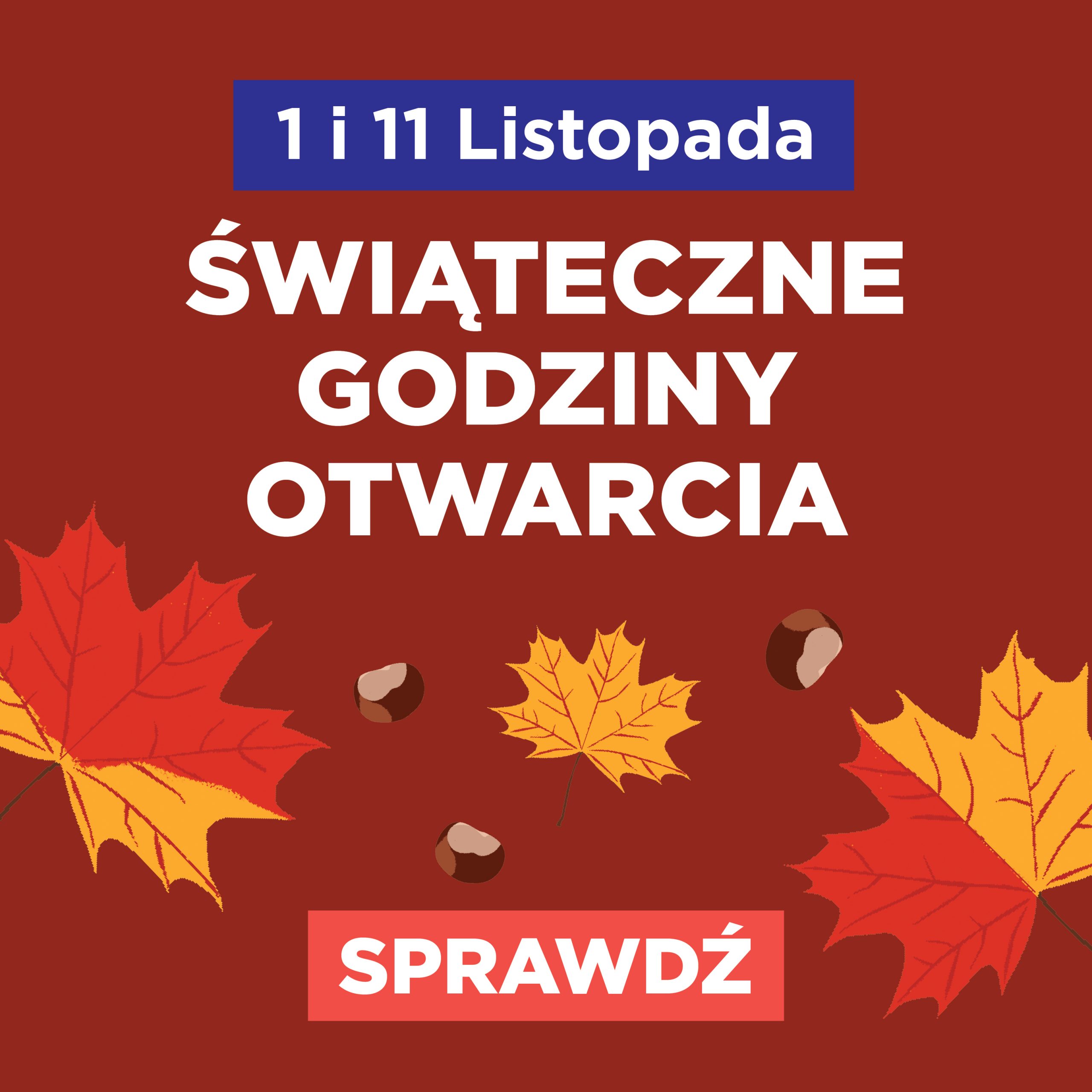 Godziny otwarcia 1 i 11 listopada