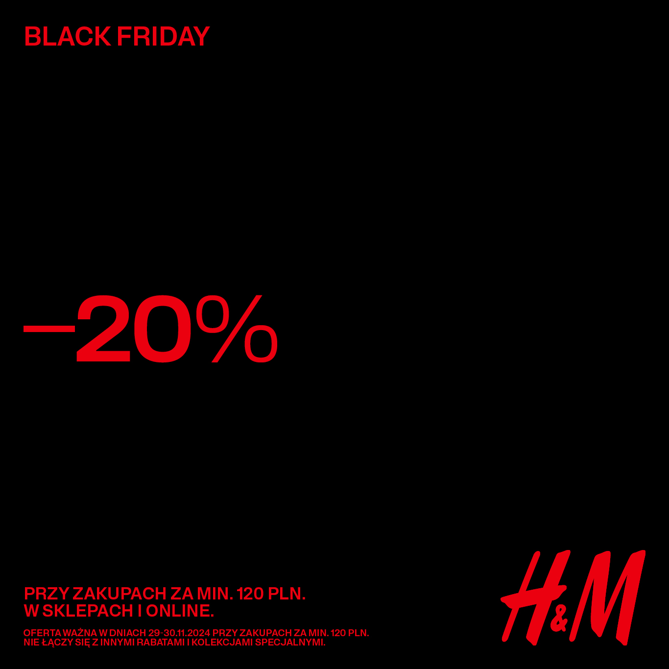 Black Friday trwa! Odwiedź sklep H&M i kup swoje ulubione produkty z rabatem 20%.