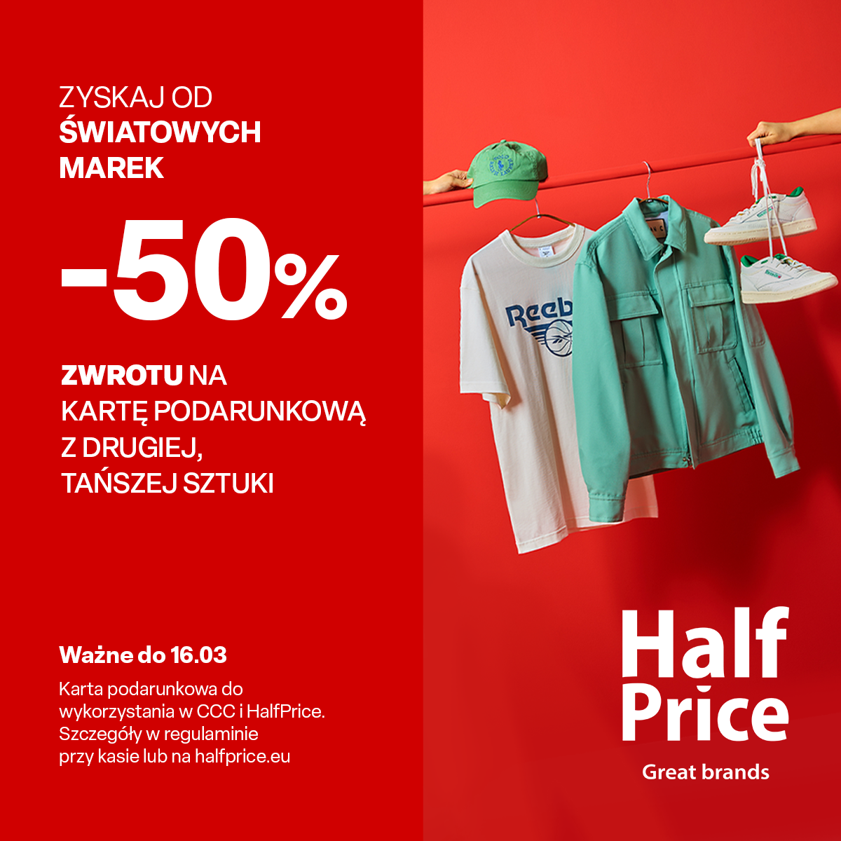Zyskaj 50% zwrotu na kartę podarunkową!